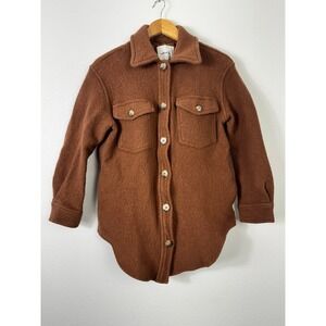 Wilfred Free Womens Merino Wool Blend Shacket Brown Button Down Cabincore Sz M
